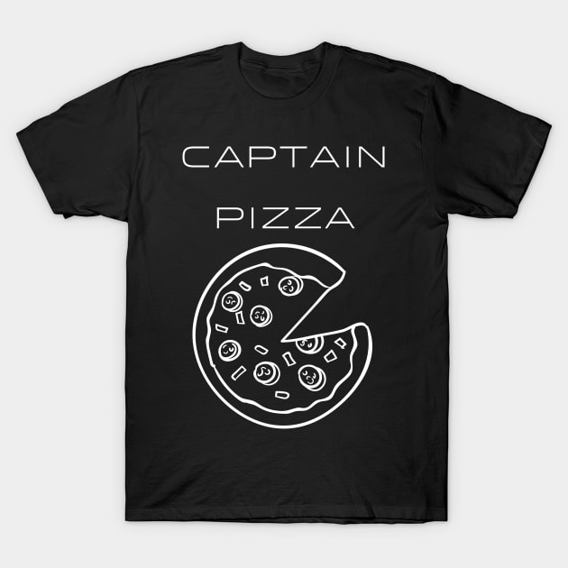 Captain Pizza Typography White Design T-Shirt by Stylomart